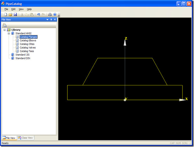 Flange in wireframe mode Flange in wireframe mode
